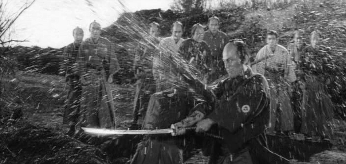 the scene from Sanjuro where blood explodes out of a guy